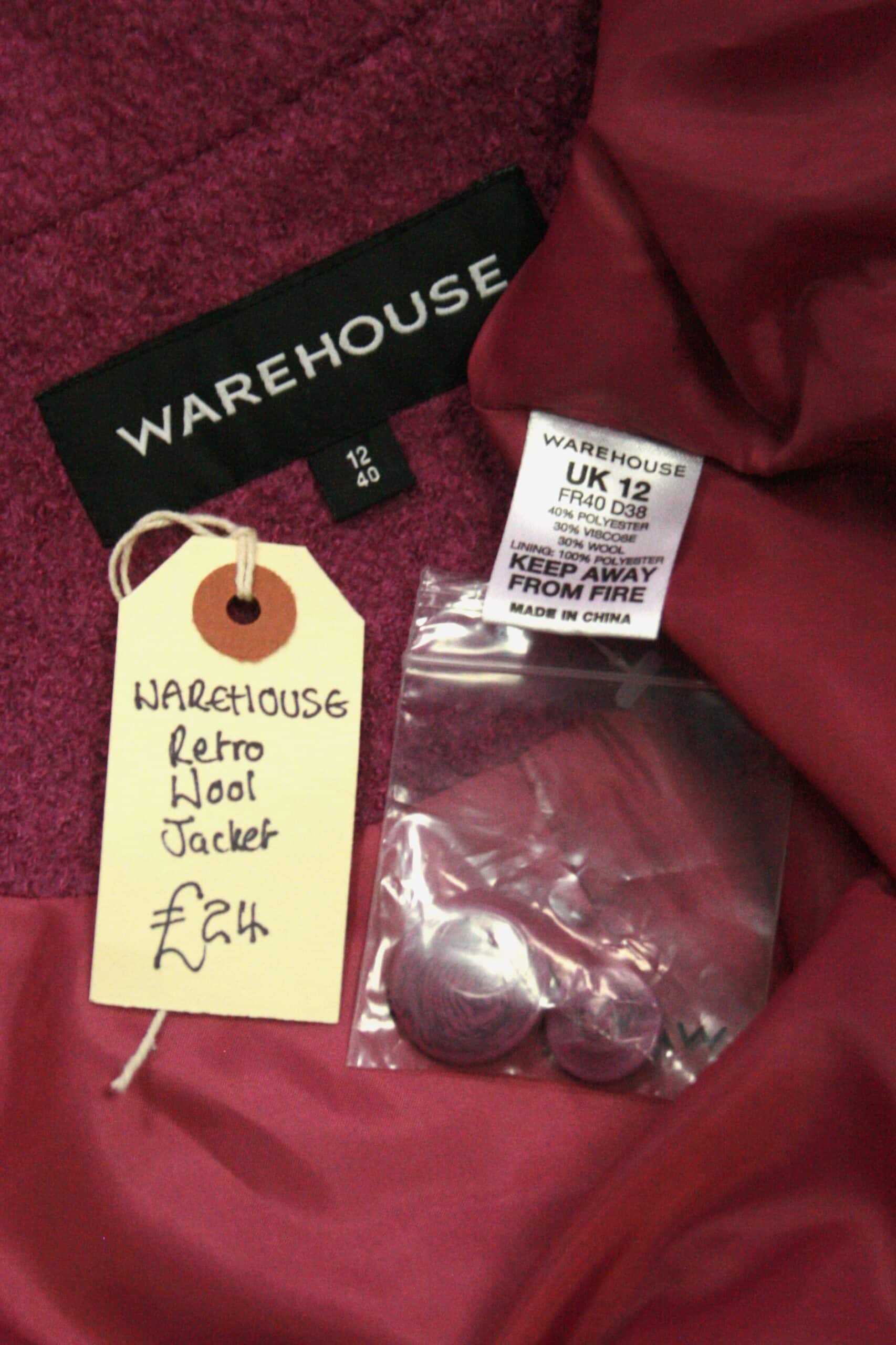 Warehouse Vintage Magenta Wool blend Crop Jacket 12 - Image 4