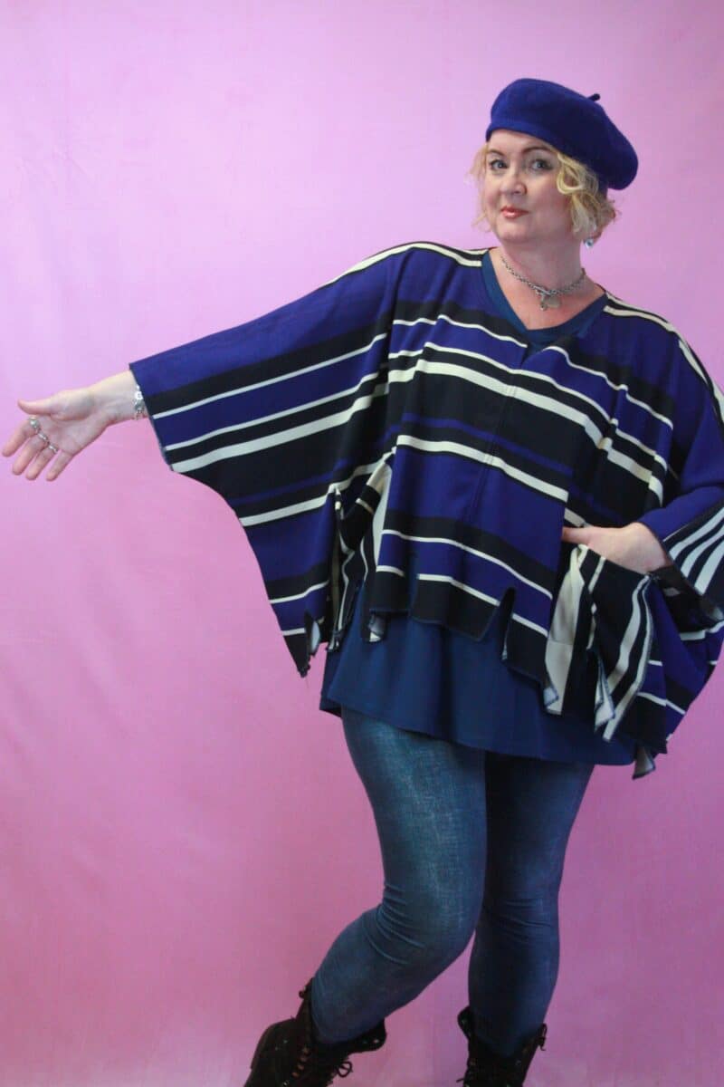 Cover Up, Blue Multi Striped Boxy Top O/S