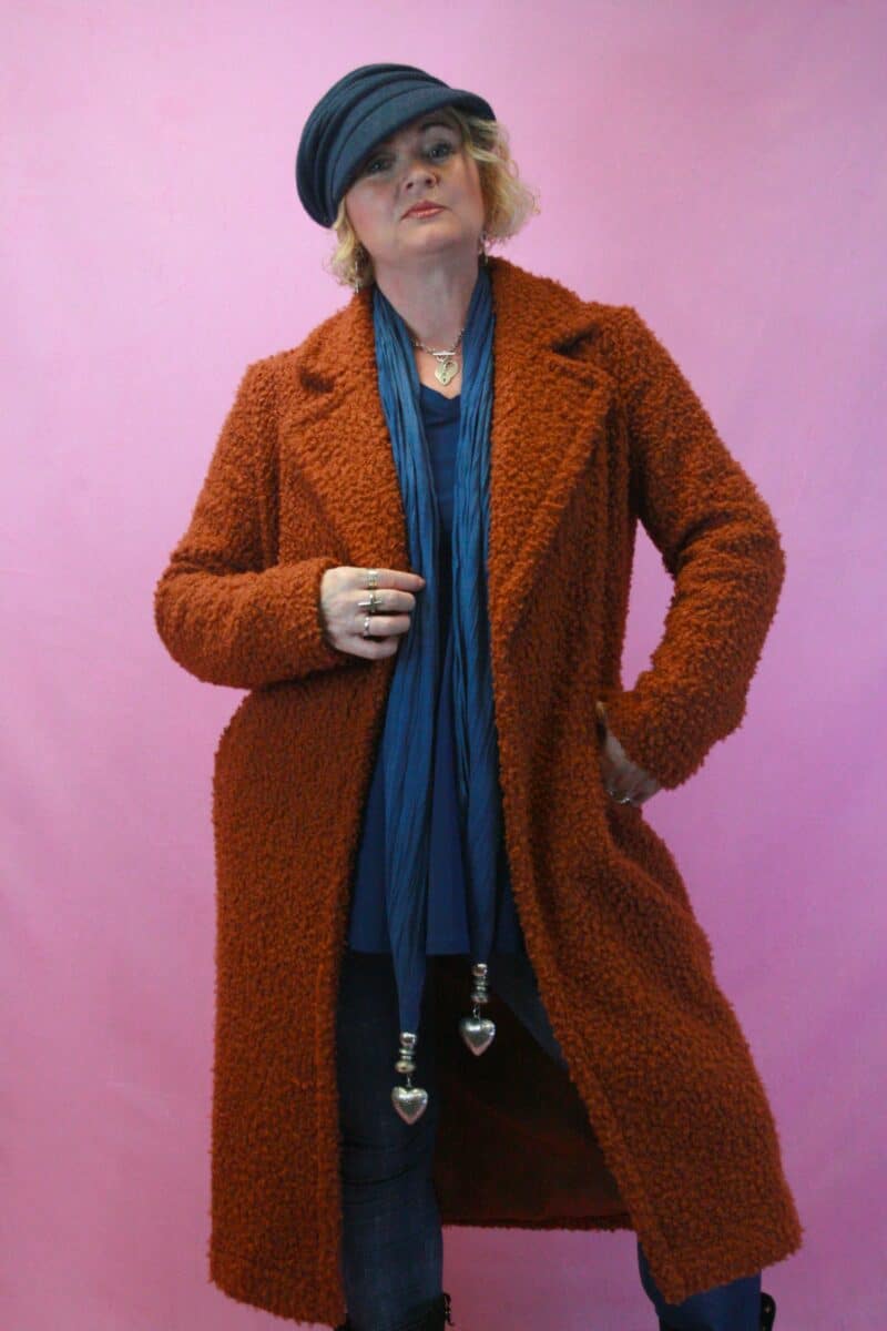 Retro ‘2nd Chapter’ Rust Boucle Midi Coat M/L