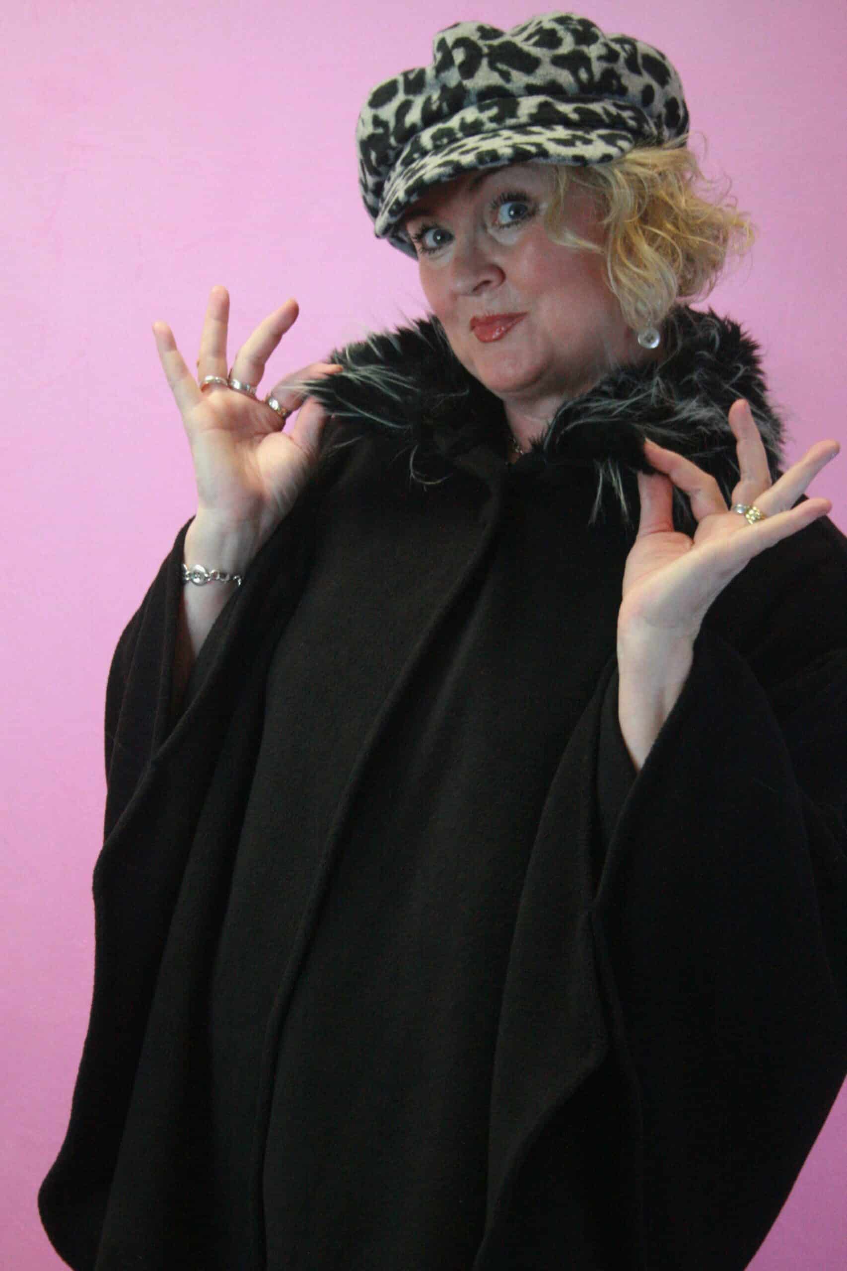 Q is for Quirky, Upcycled Black Fleece & Faux Fur Cape O/S - Image 3