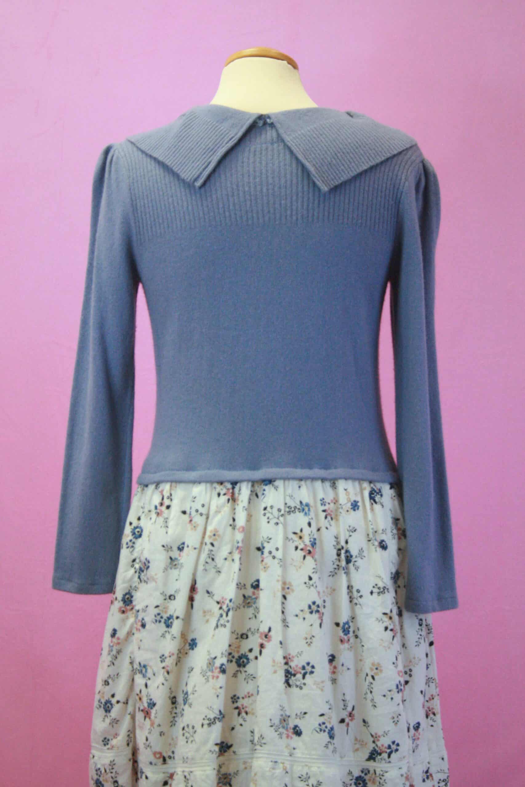 Q is for Quirky, Reconstructed Dual Fabric Jumper Dress sz10 - Image 2