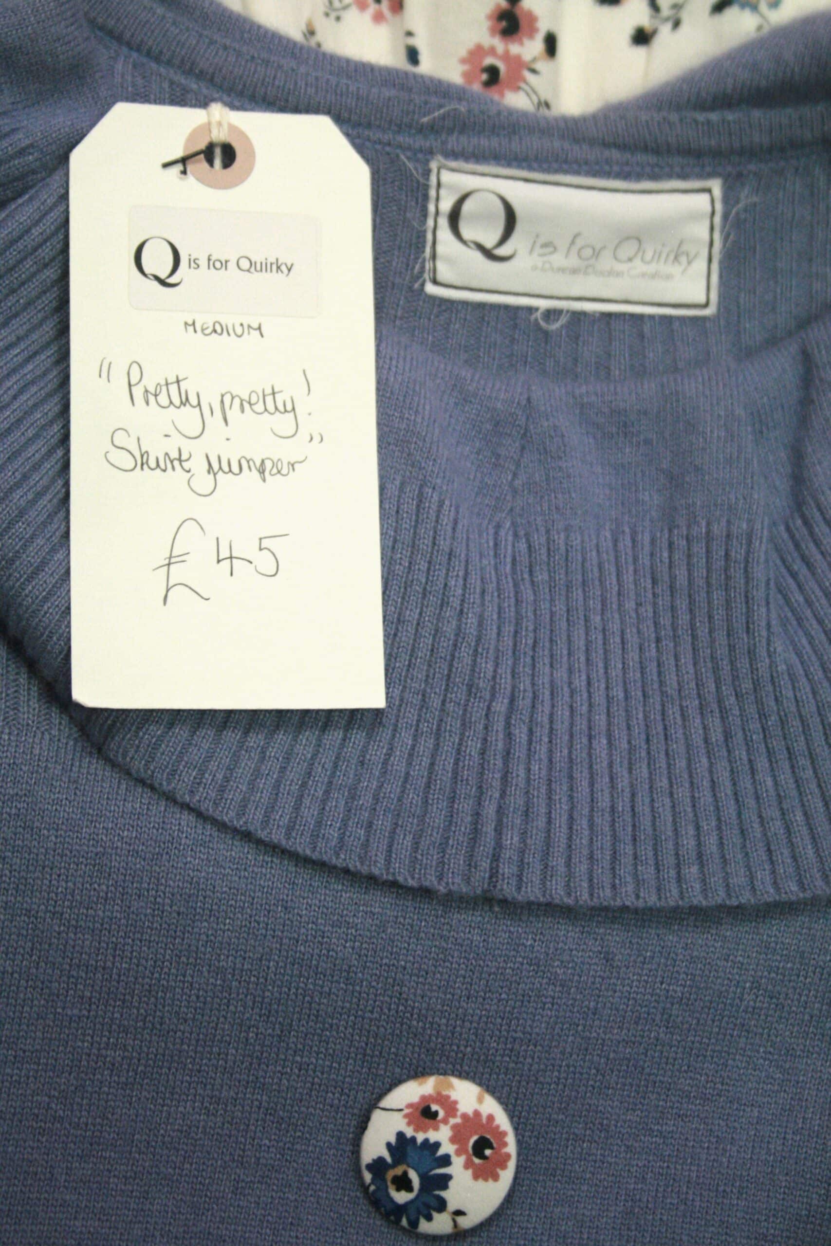 Q is for Quirky, Reconstructed Dual Fabric Jumper Dress sz10 - Image 3