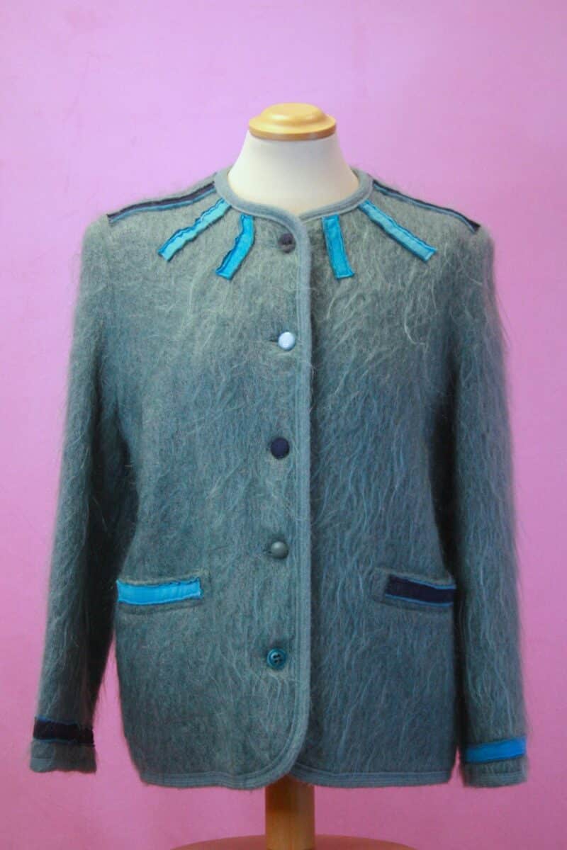 Q is for Quirky Vintage Upcycled Sea-Green Mohair Coat 10/12