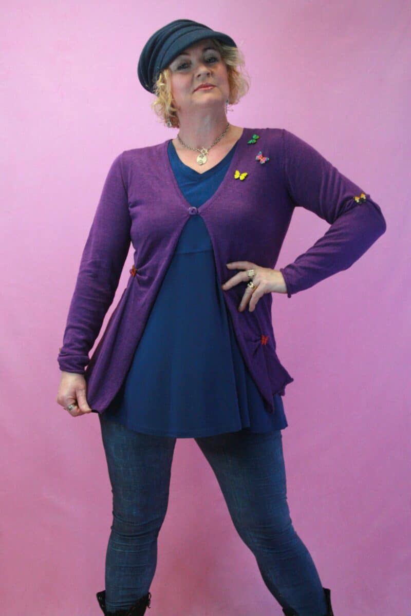 Q is for Quirky, Purple Linen Knit Butterfly Cardigan 8-12
