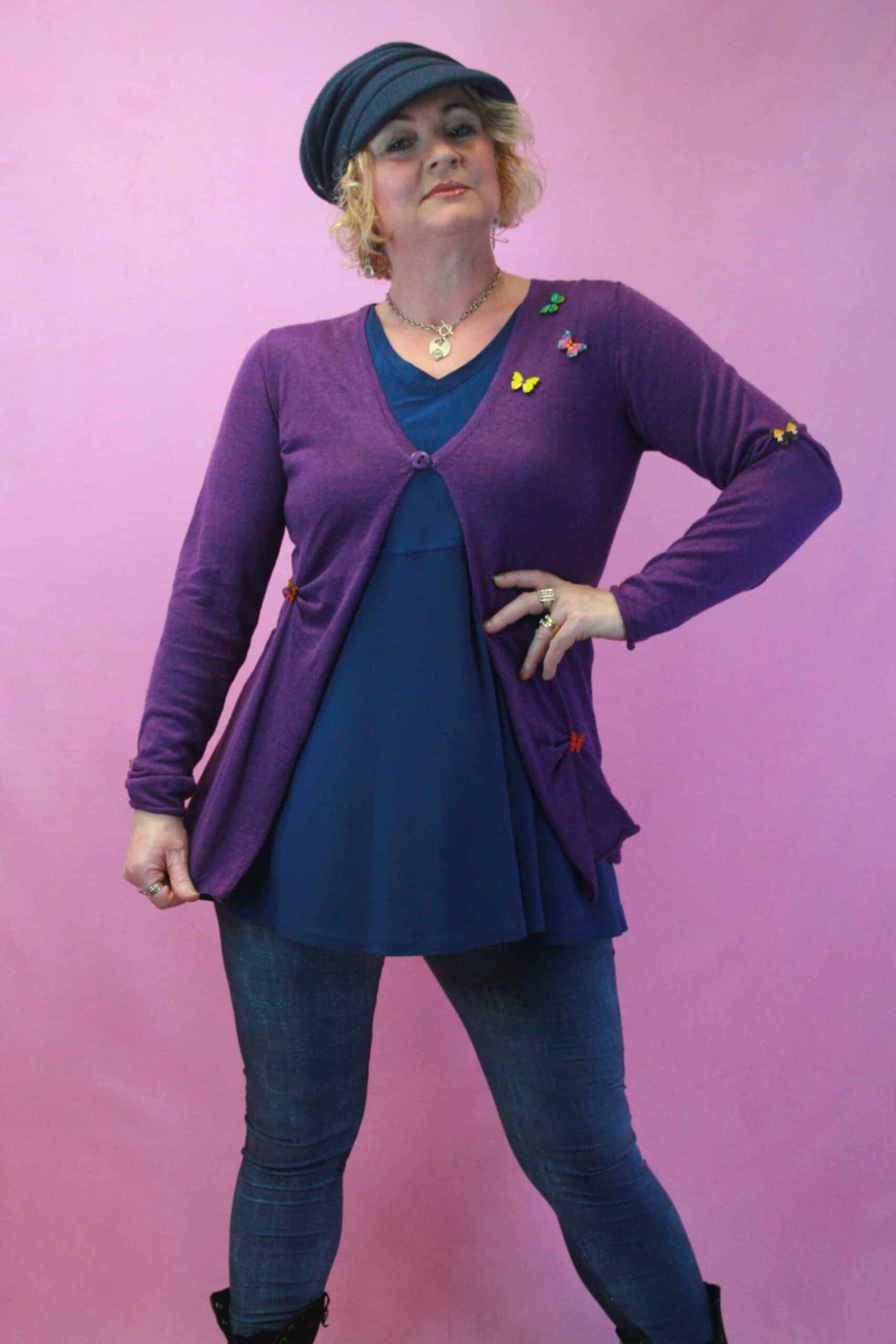 Q is for Quirky, Purple Linen Knit Butterfly Cardigan 8-12