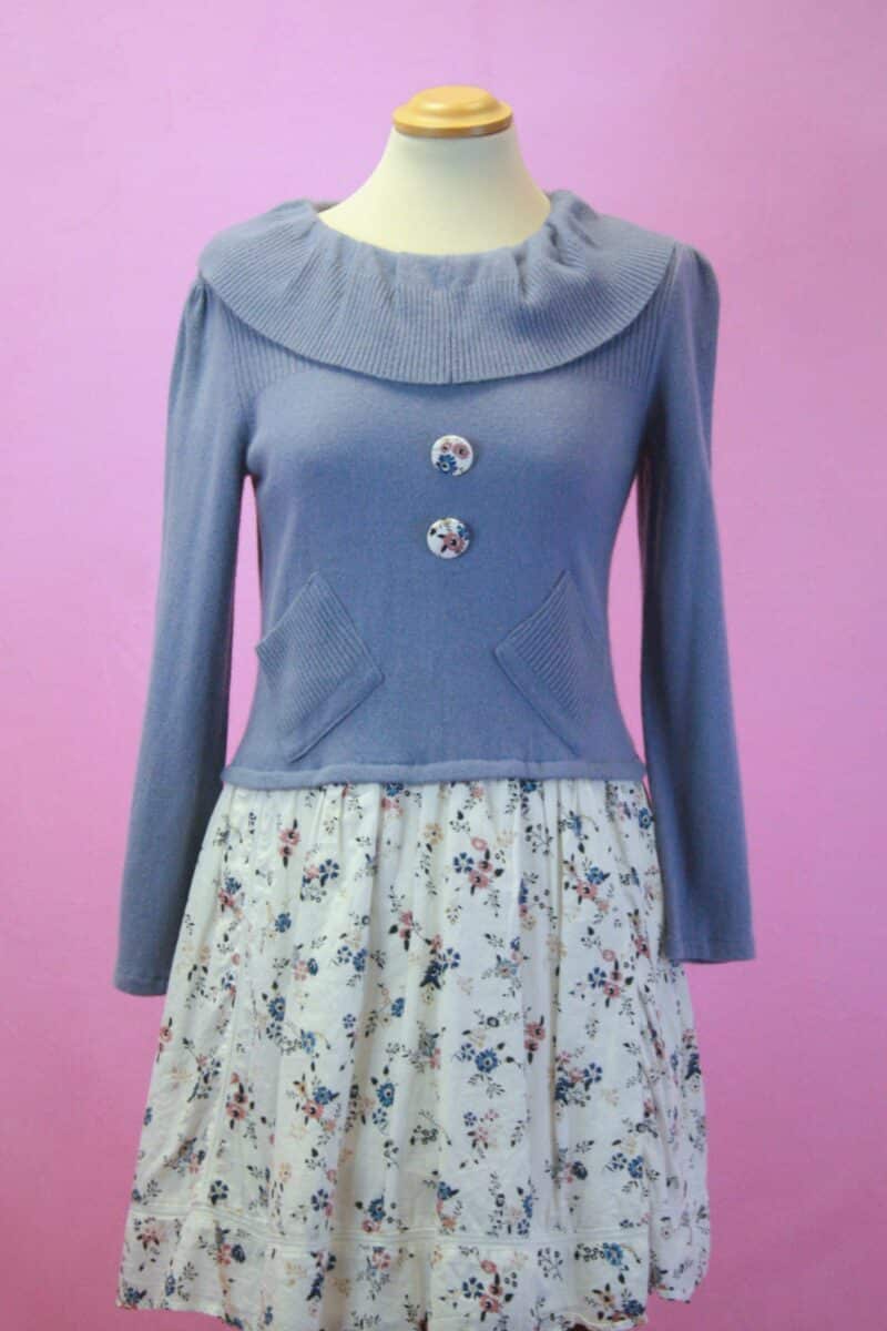 Q is for Quirky, Reconstructed Dual Fabric Jumper Dress sz10