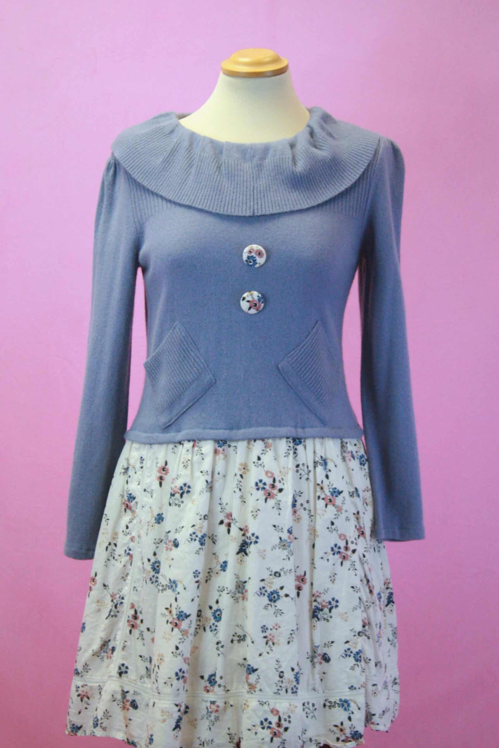Q is for Quirky, Reconstructed Dual Fabric Jumper Dress sz10