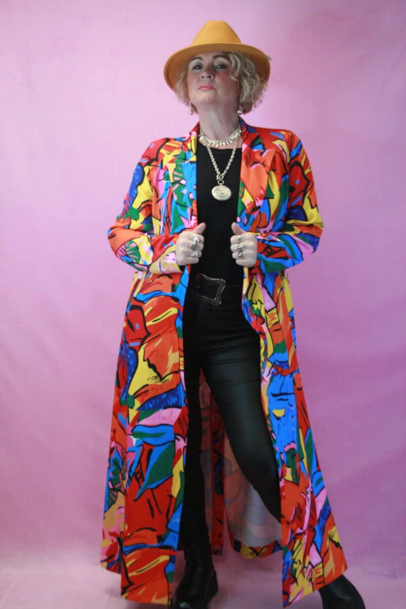 Jayley Tencel Blend Digital Multicoloured Print Coat S/M
