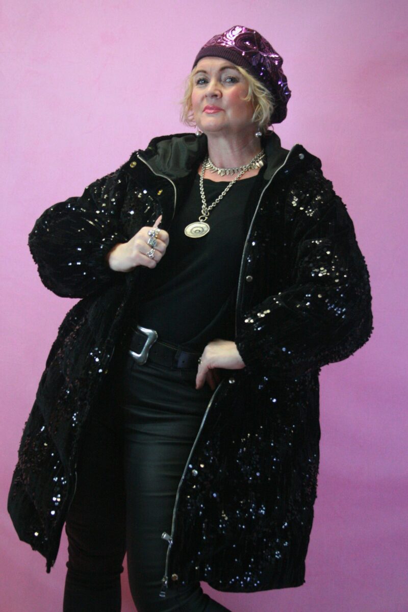 Jayley Black Sequin Puffa Down CoatB