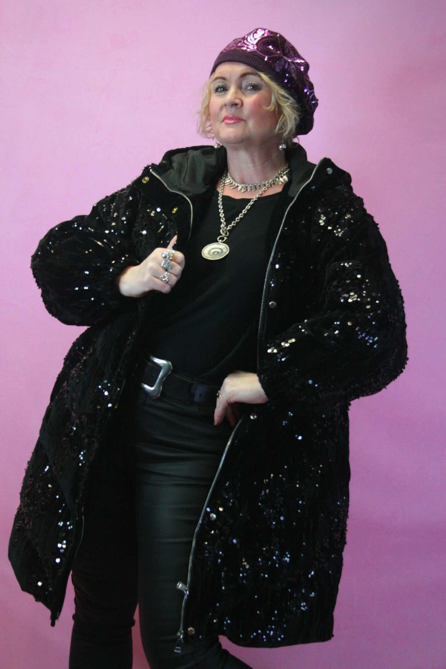 Jayley Black Sequin Puffa Down CoatB