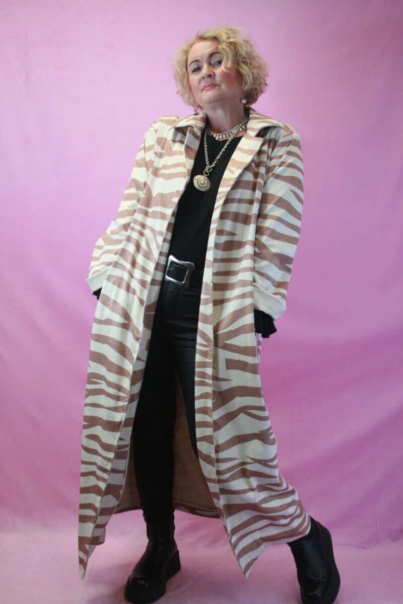 Jayley Brown Zebra Faux Suede Trench