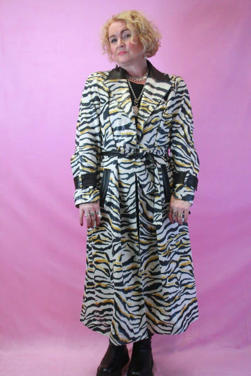 Jayley Faux Suede Zebra Trench Coat
