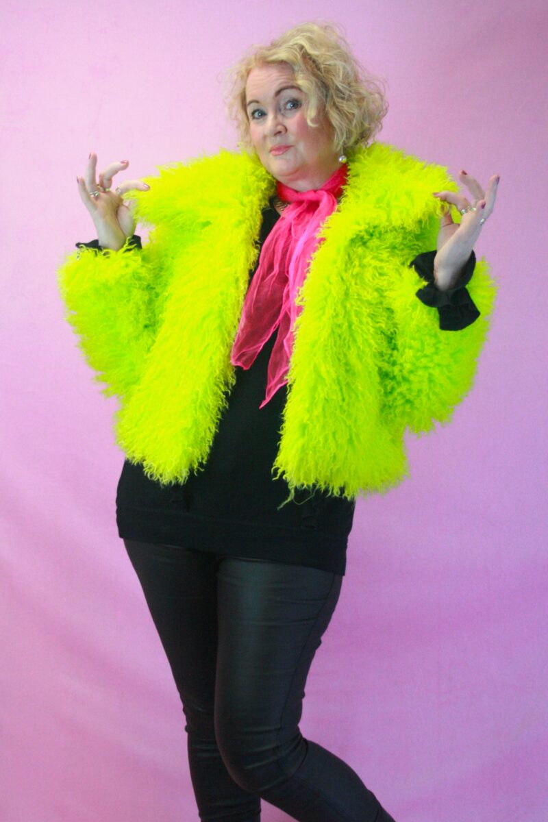 Jayley Neon Faux Mongolian Short Coat S/M
