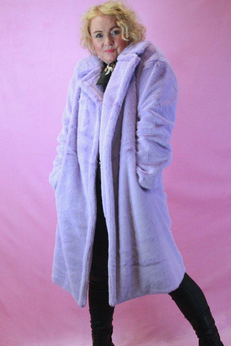 Jayley Faux Fur Lilac Midi Coat S/M
