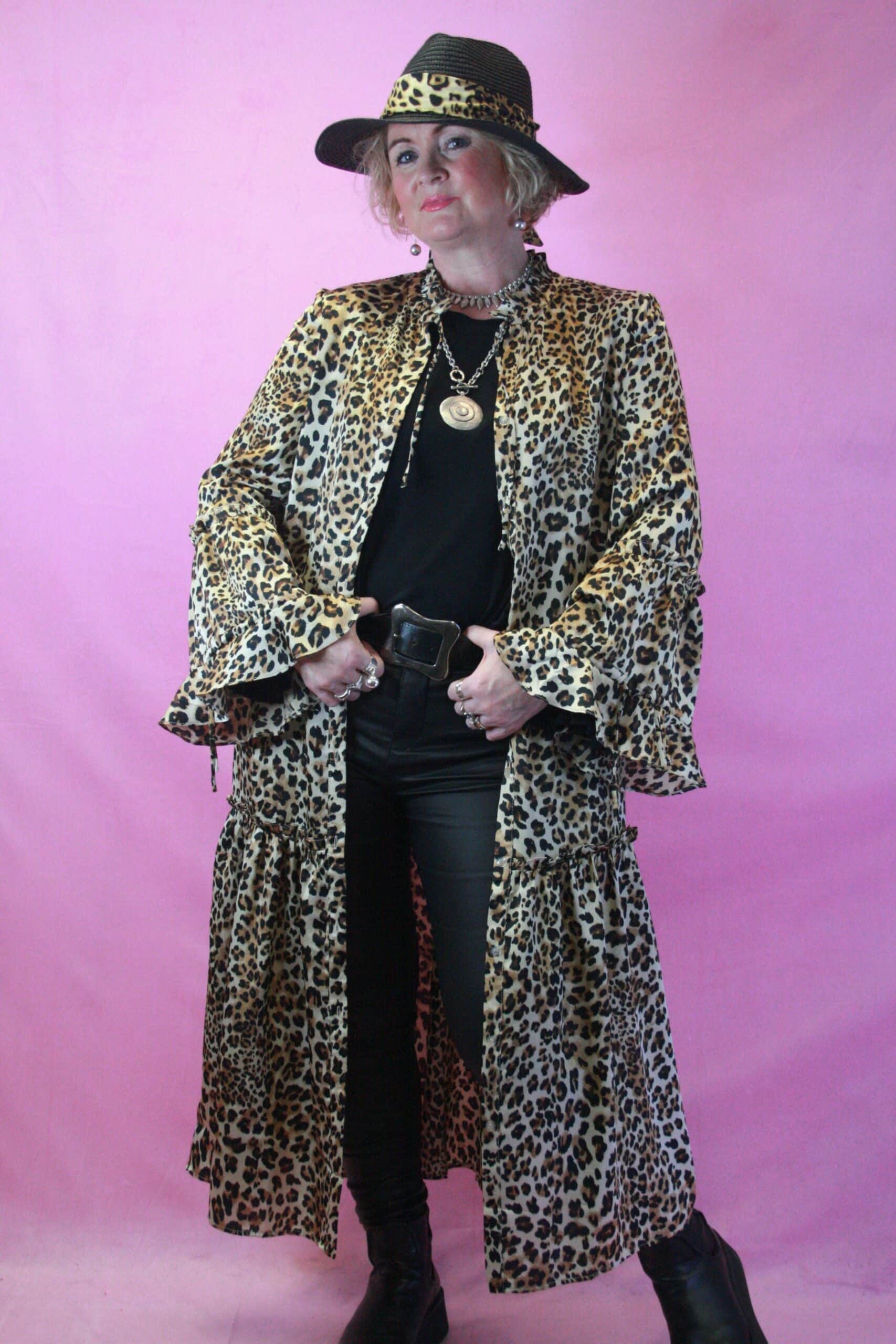 Jayley Silky Leopard Print Button Dress/ Duster O/S