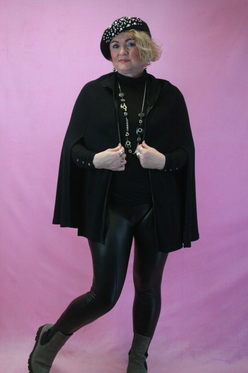 Postcard from Brighton Black Zip Cape