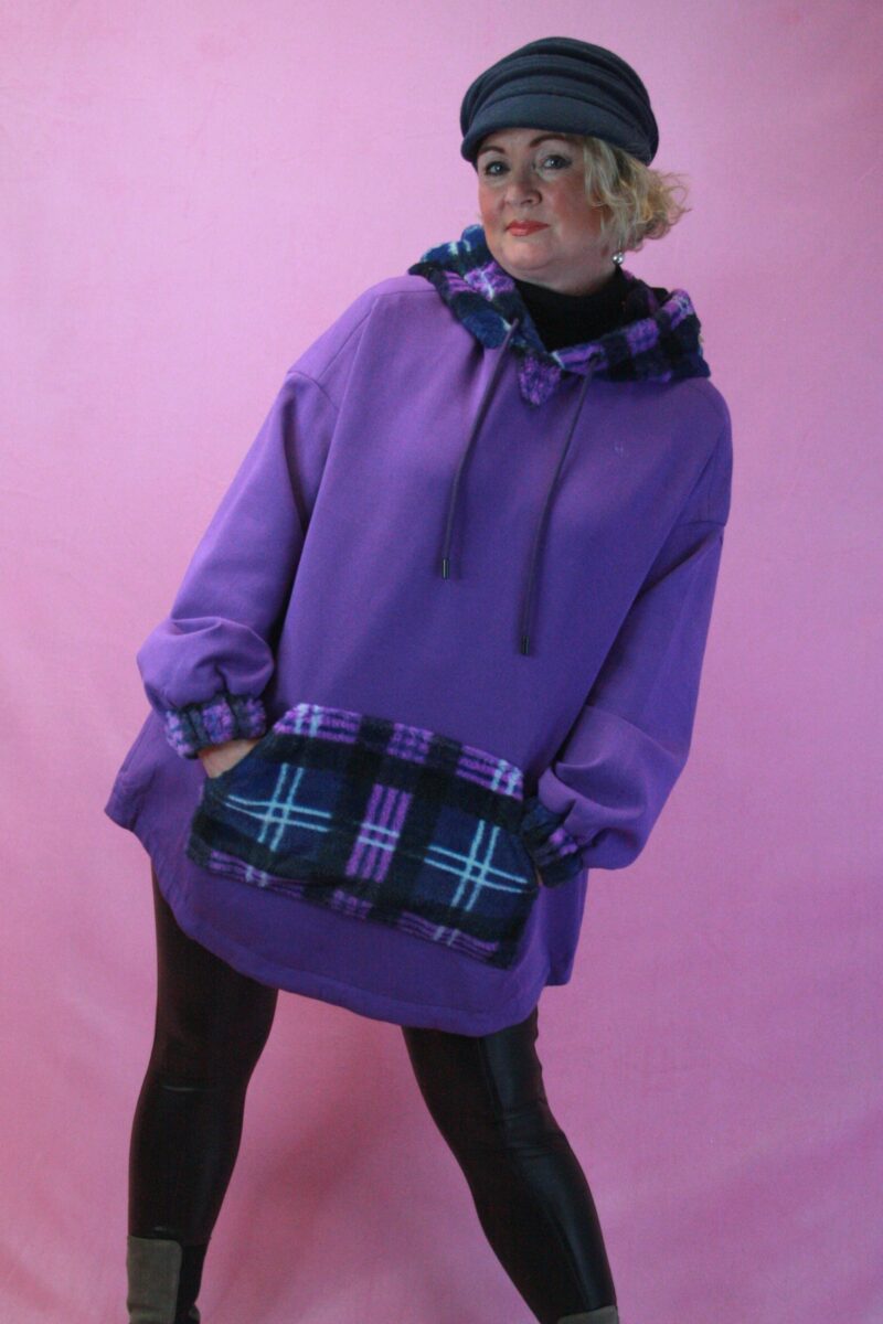 JAYLEY Purple Oversized Hooded Sweat/ Fleece O/S