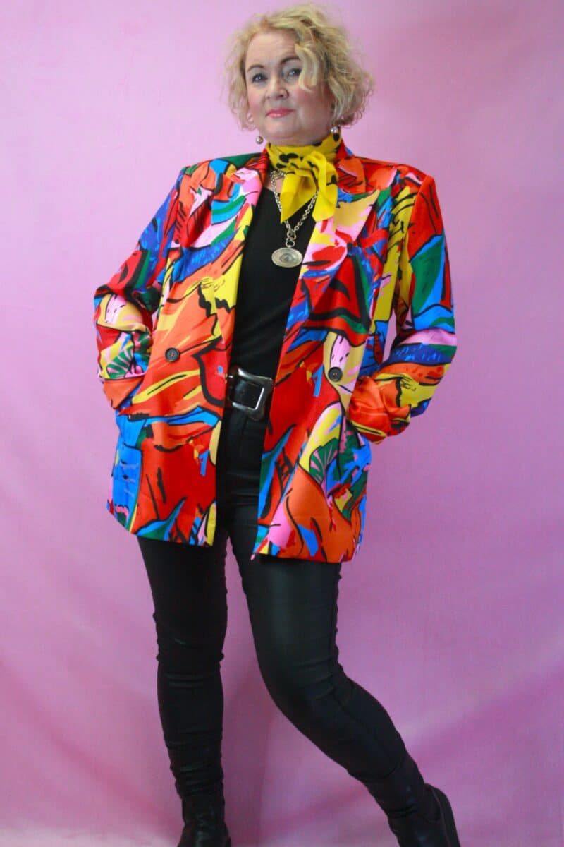 JAYLEY Digital Print Bright Multicoloured Blazer S/M