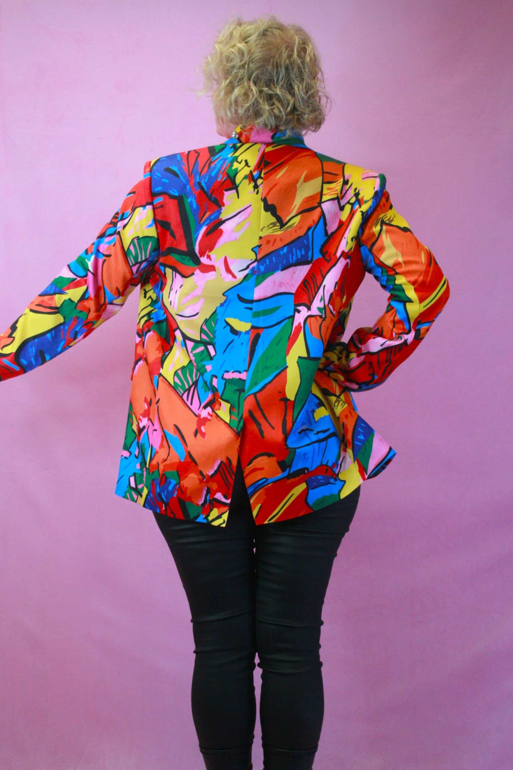 JAYLEY Digital Print Bright Multicoloured Blazer S/M - Image 2