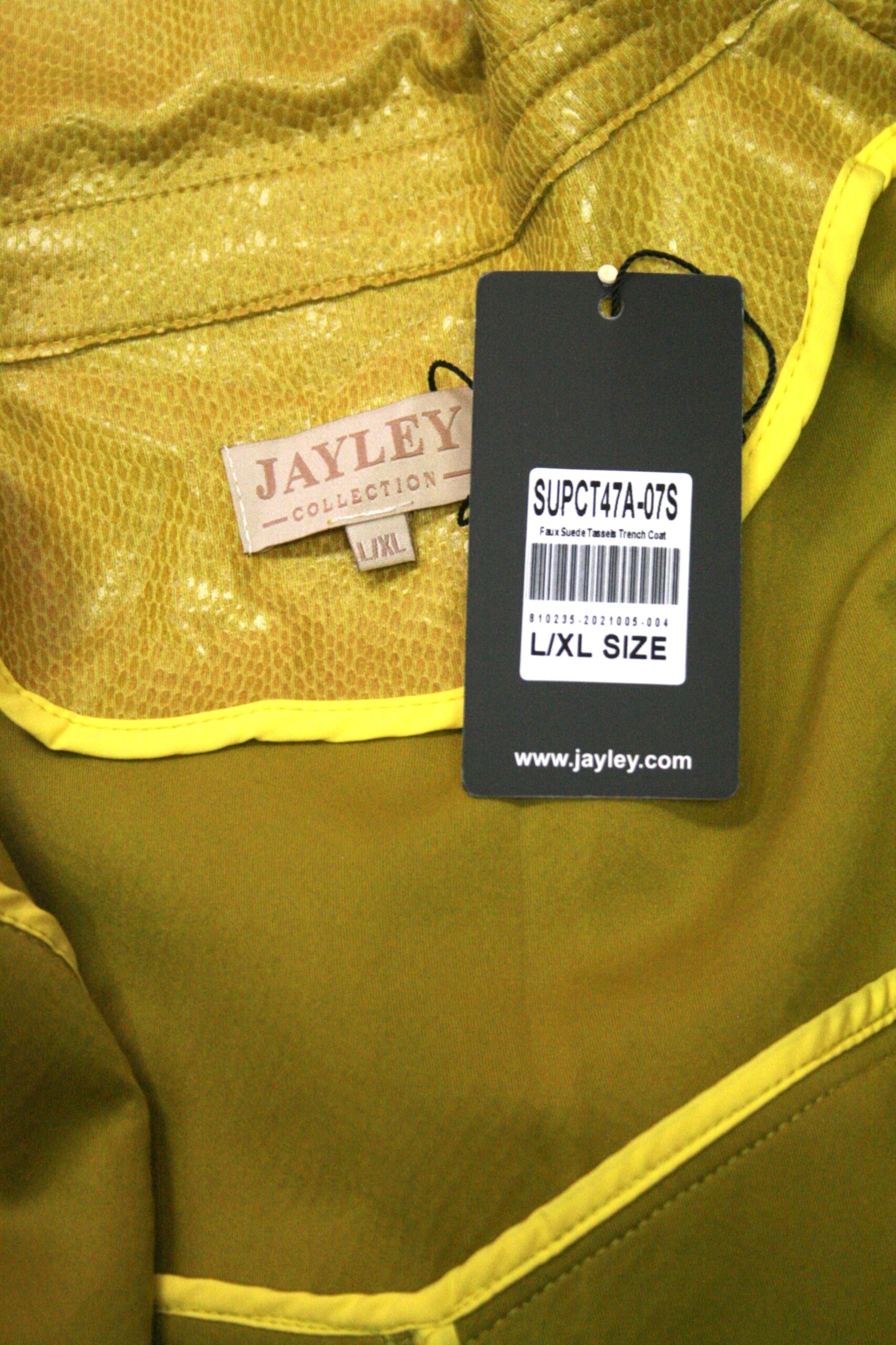 Jayley Faux Suede Yellow Tassel Trench Coat L/XL - Image 4