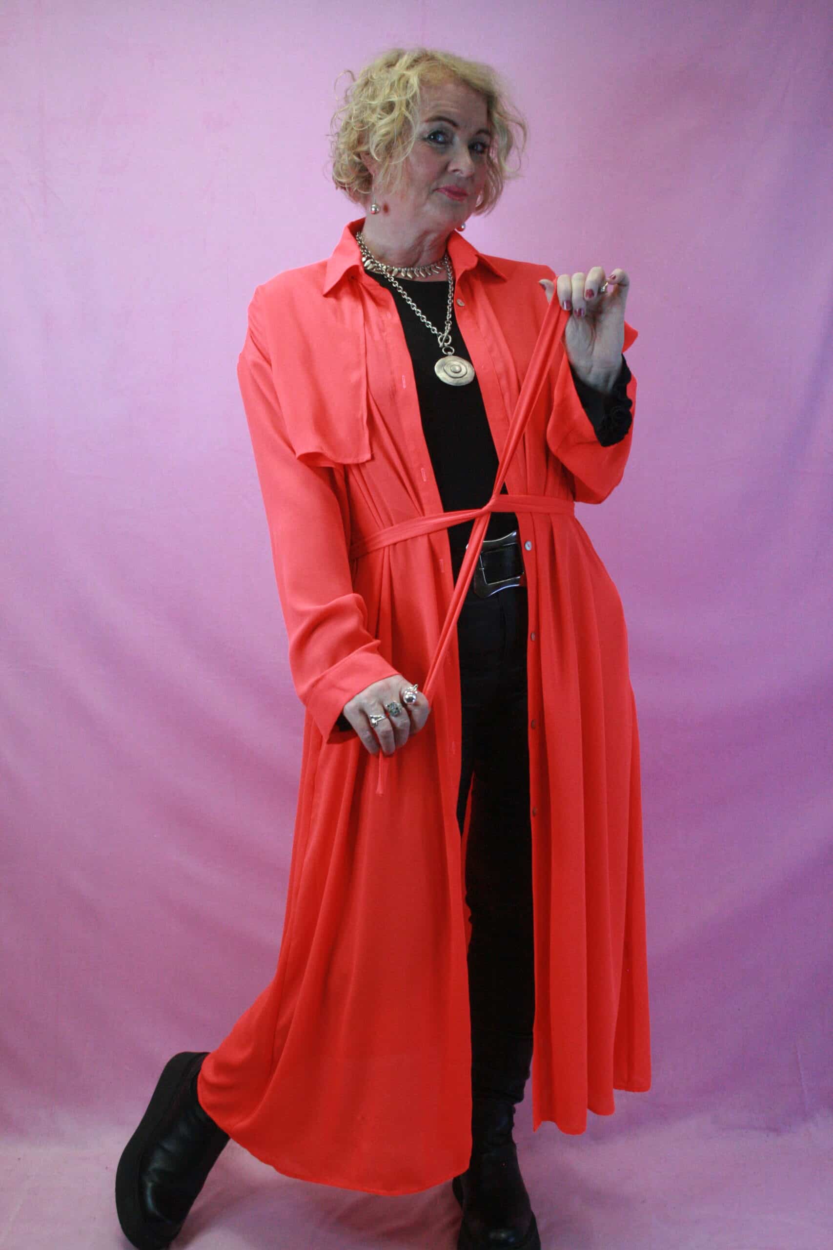 Jayley Neon Orange Silk Blend Maxi Shirt / Duster L/XL - Image 3