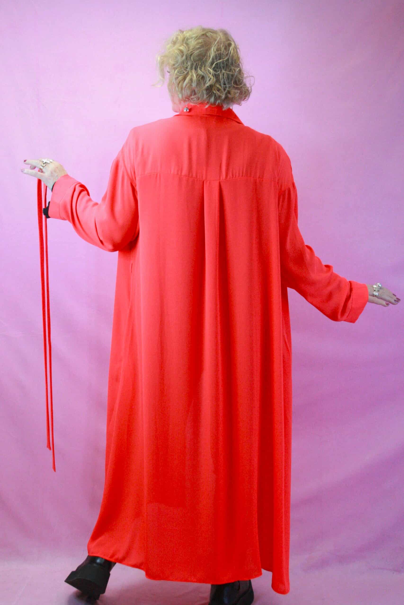 Jayley Neon Orange Silk Blend Maxi Shirt / Duster L/XL - Image 2