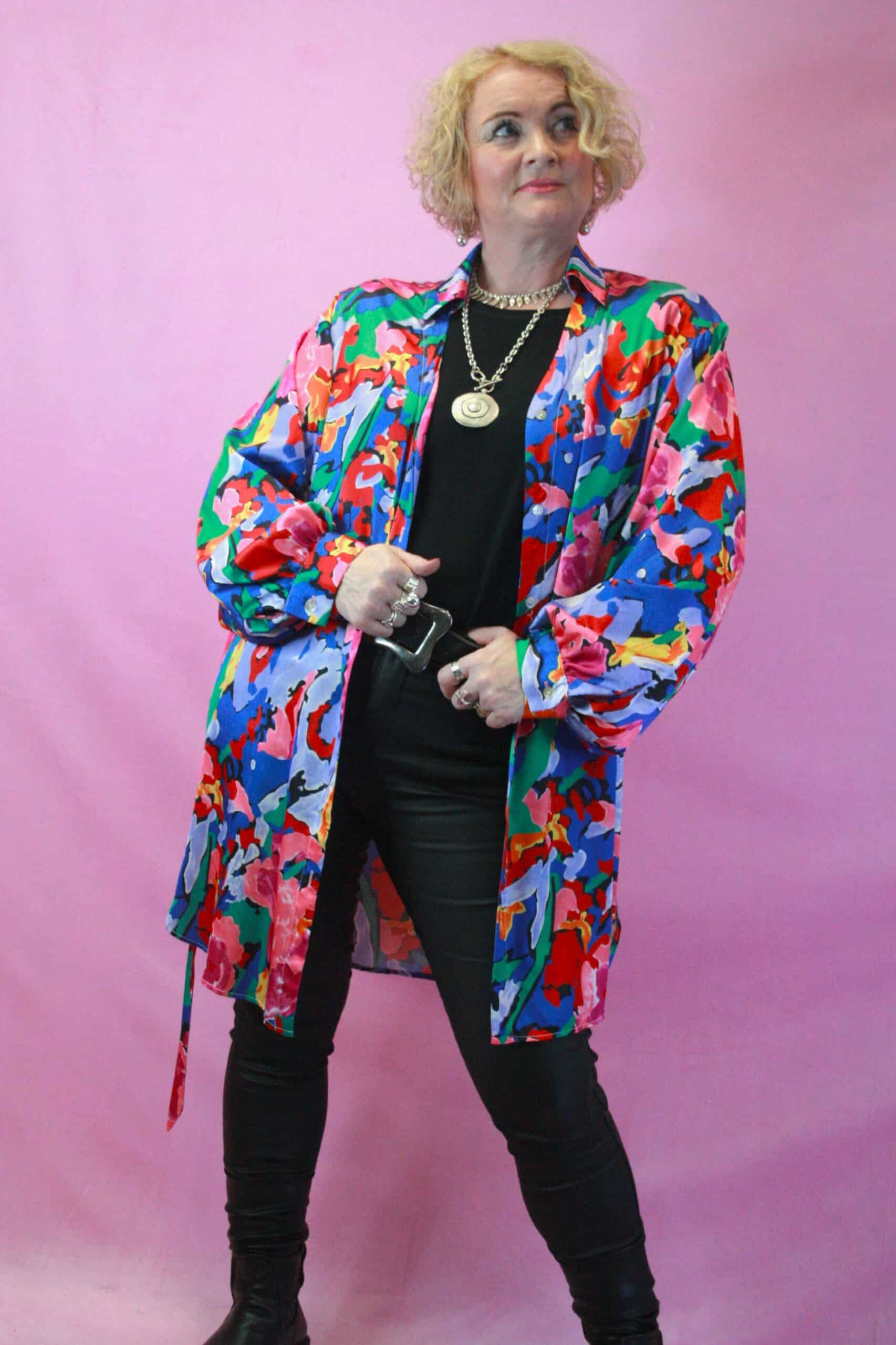 Jayley Tencel Blend Floral Burst Shirt Dress L/XL - Image 4