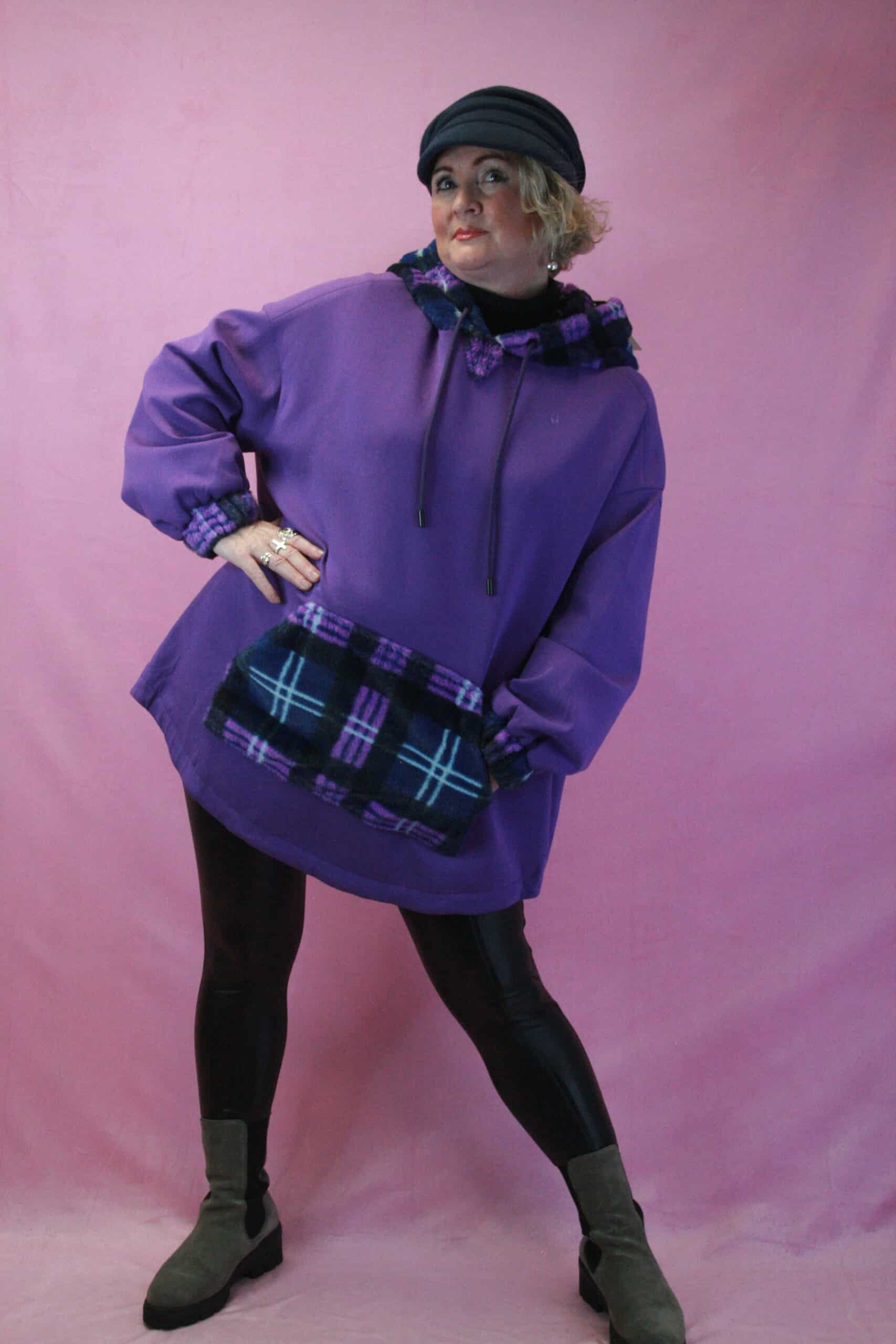 JAYLEY Purple Oversized Hooded Sweat/ Fleece O/S - Image 3