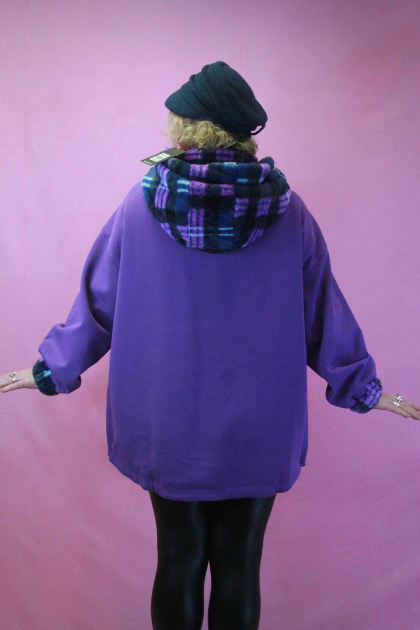 JAYLEY Purple Oversized Hooded Sweat/ Fleece O/S - Image 2