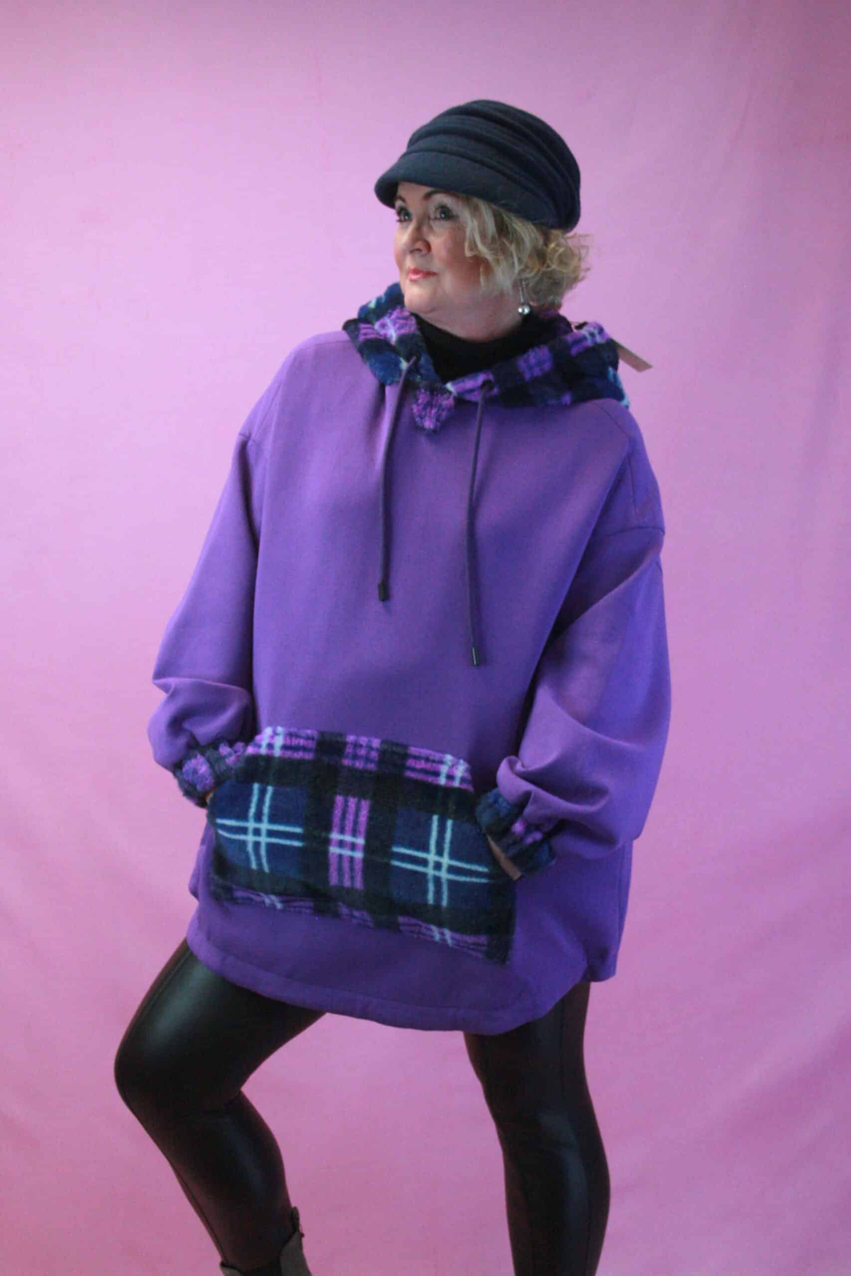 JAYLEY Purple Oversized Hooded Sweat/ Fleece O/S - Image 4