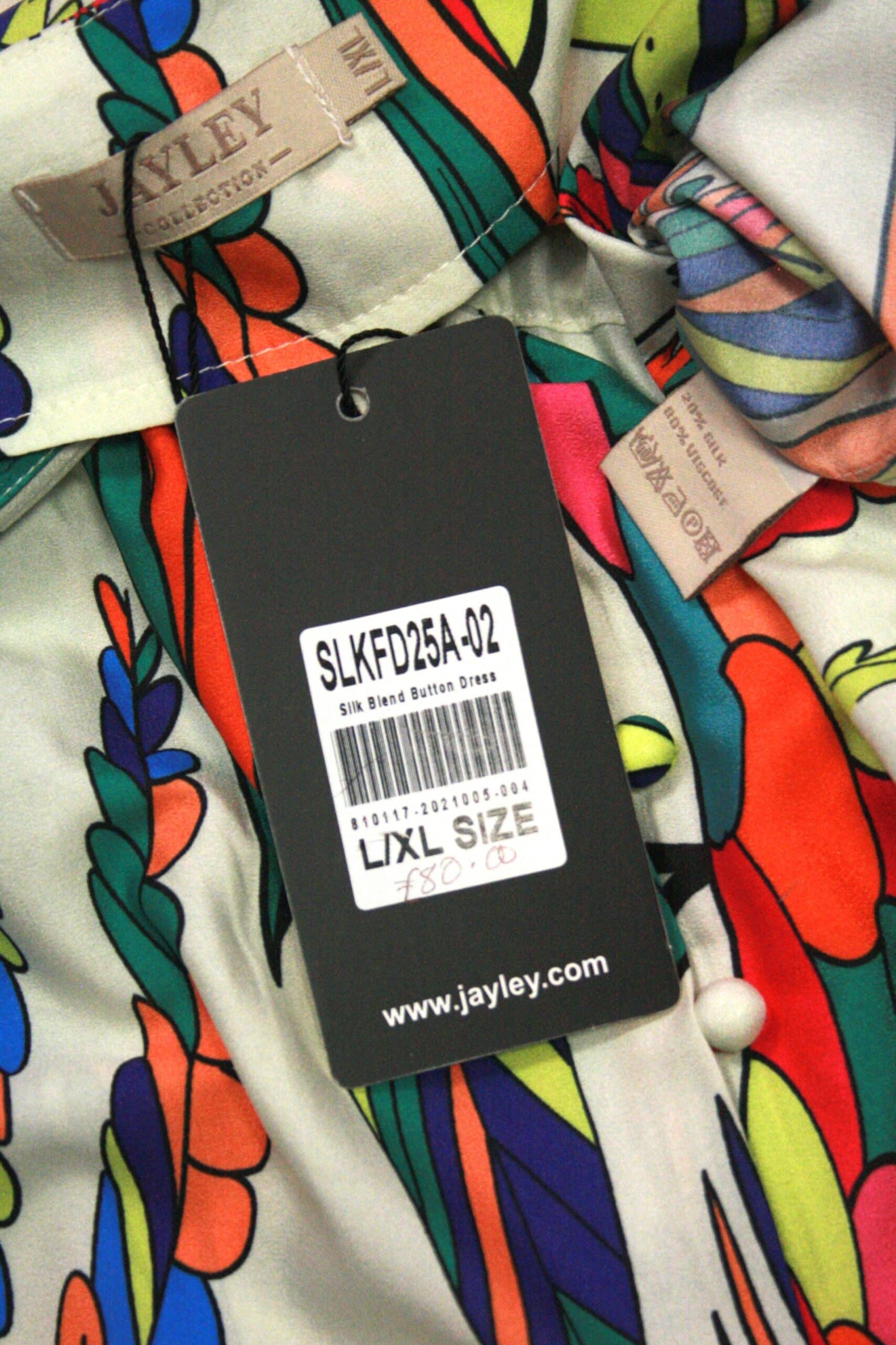 JAYLEY Silk Blend Multicoloured Button Blouse L/XL - Image 4
