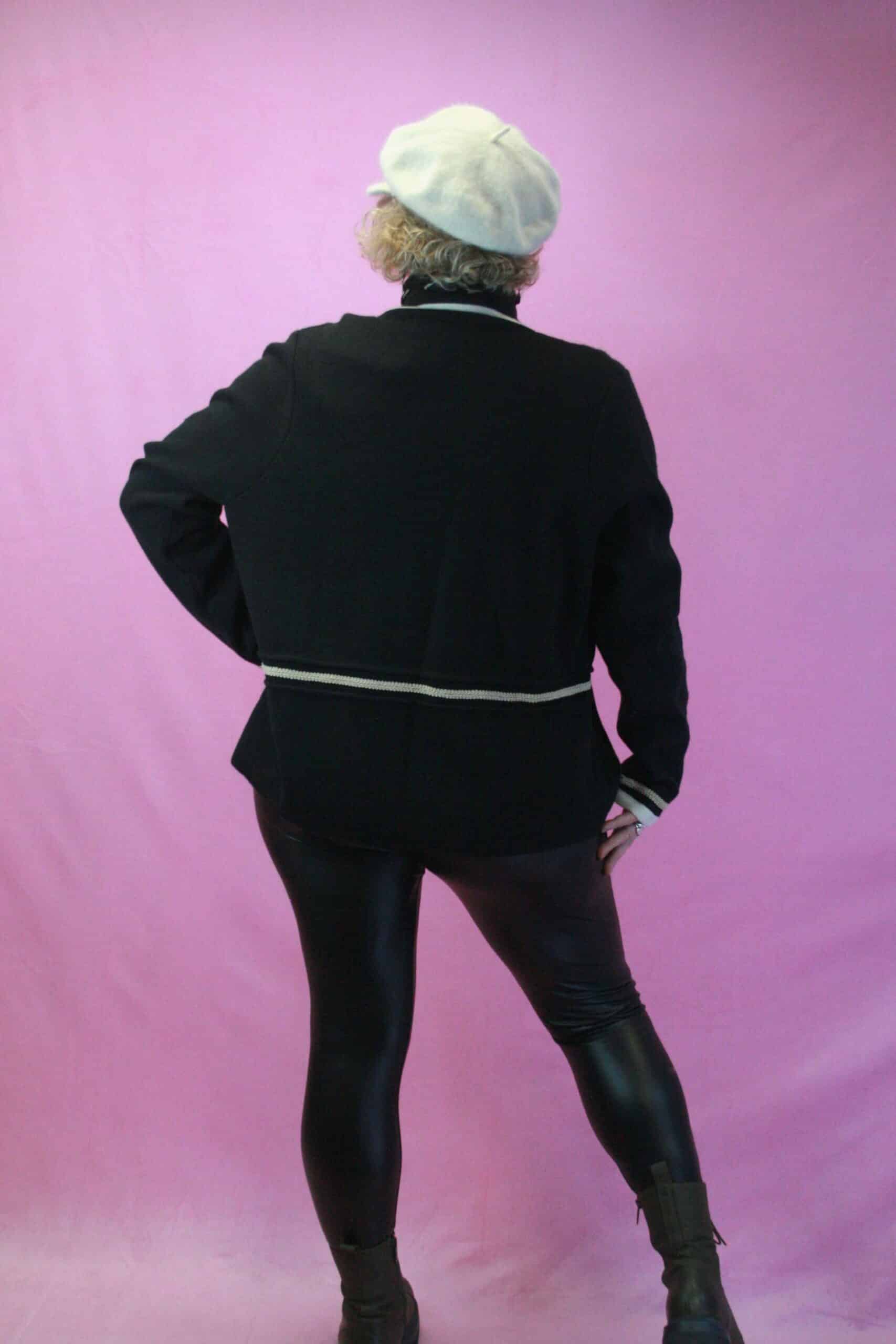 Q is for Quirky ‘Put the Flags Out’ Upcycled Black Buttoned Cardigan 20/22 - Image 2