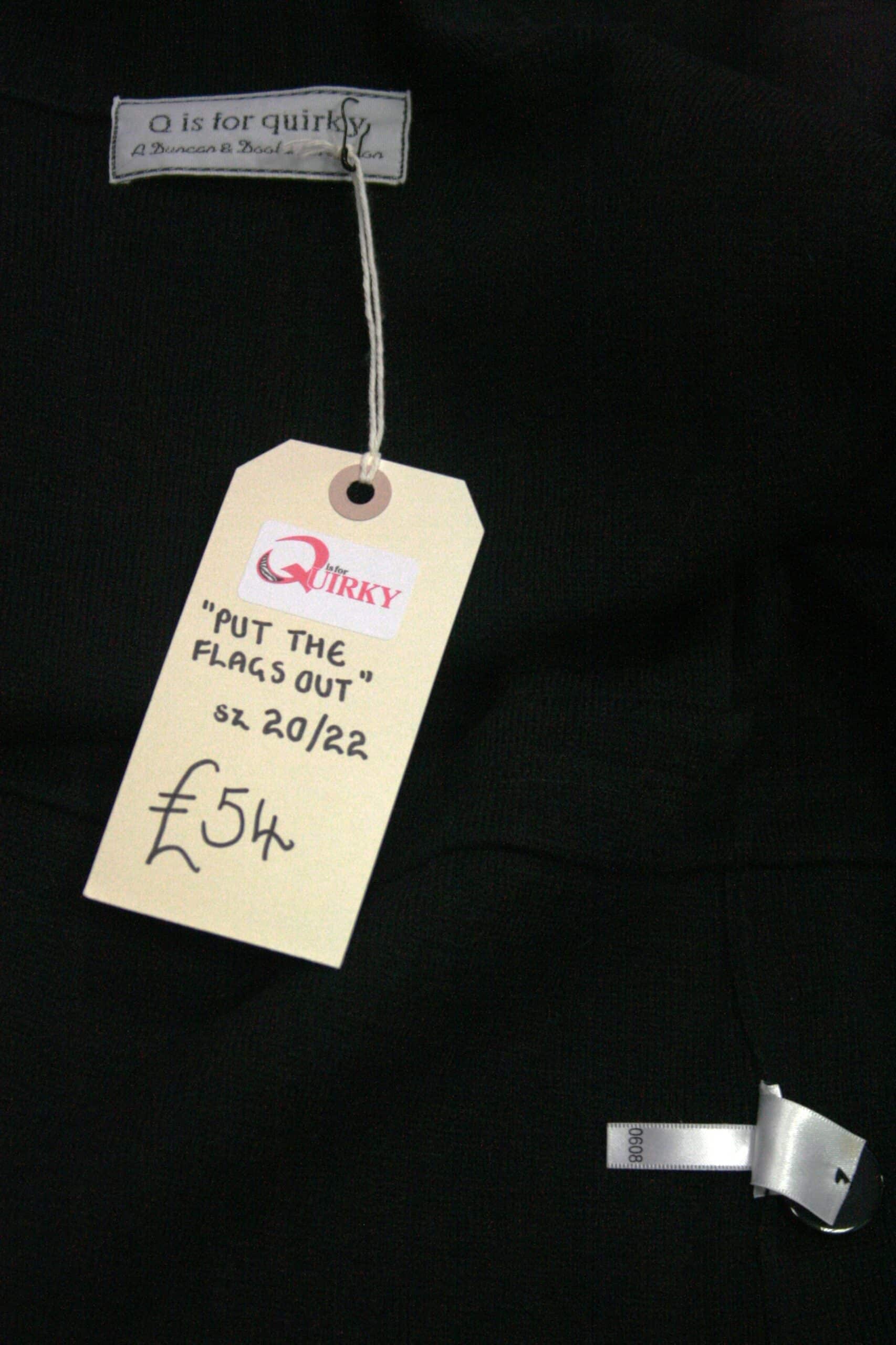 Q is for Quirky ‘Put the Flags Out’ Upcycled Black Buttoned Cardigan 20/22 - Image 5