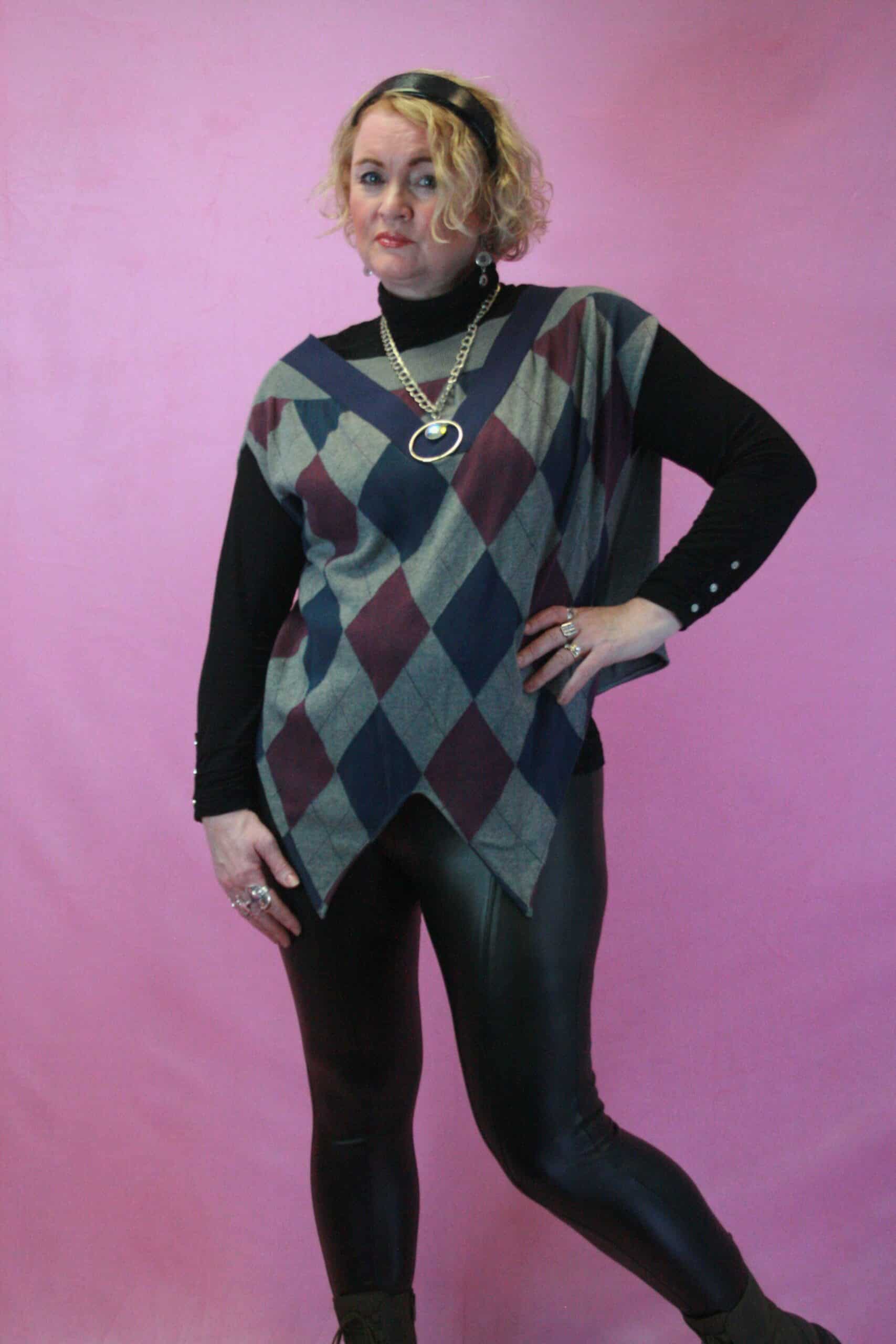Q is for Quirky ‘Diamond Diva’ Upcycled Reconstructed Knit 10-16 - Image 4