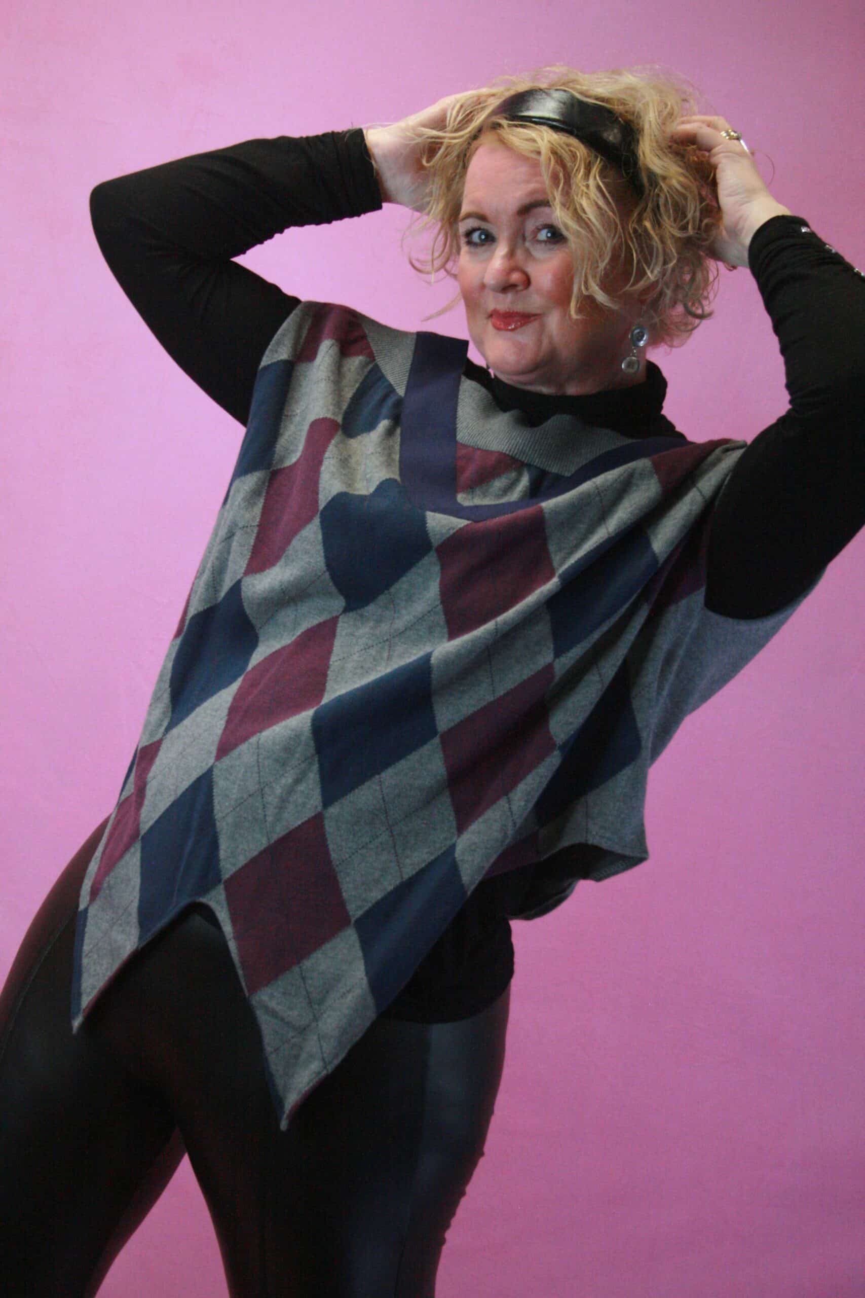 Q is for Quirky ‘Diamond Diva’ Upcycled Reconstructed Knit 10-16 - Image 3