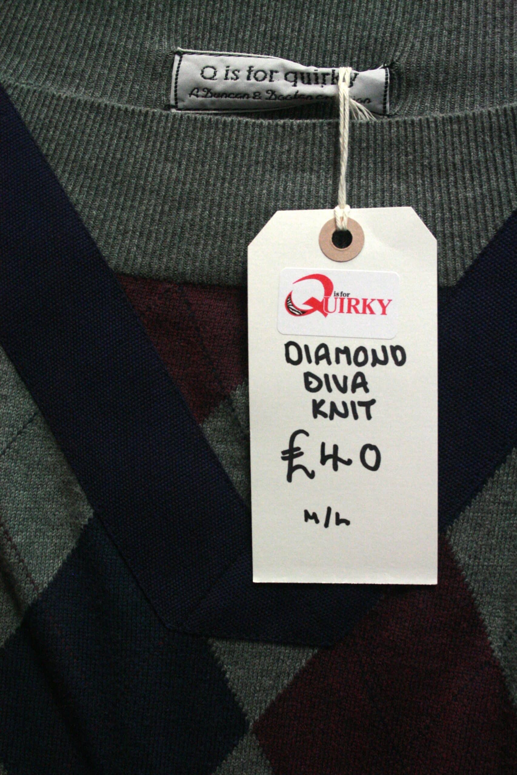 Q is for Quirky ‘Diamond Diva’ Upcycled Reconstructed Knit 10-16 - Image 5