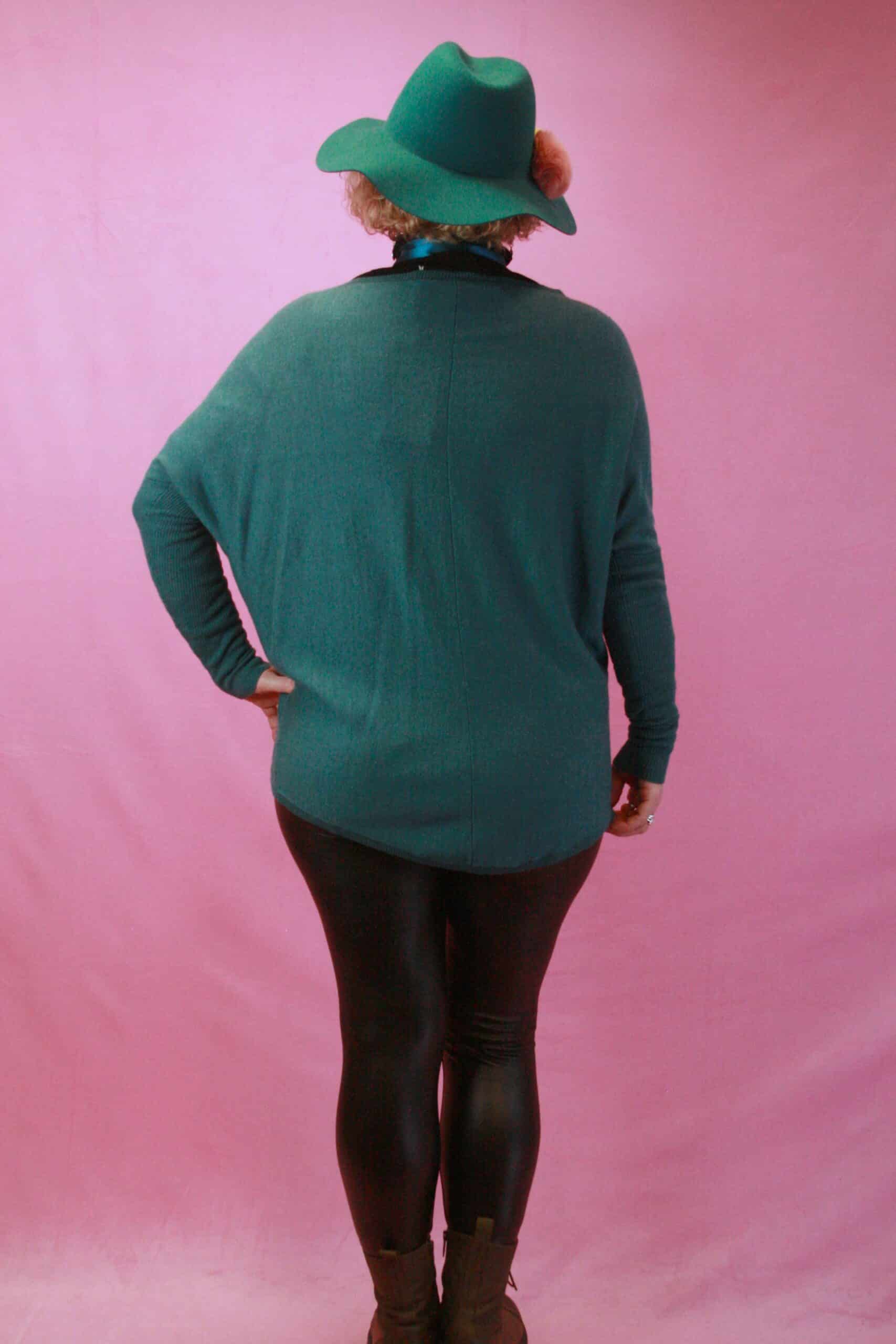 Q is for Quirky ‘Feel the Teal’ Upcycled Linen Cardigan & Tie 10/12 - Image 2