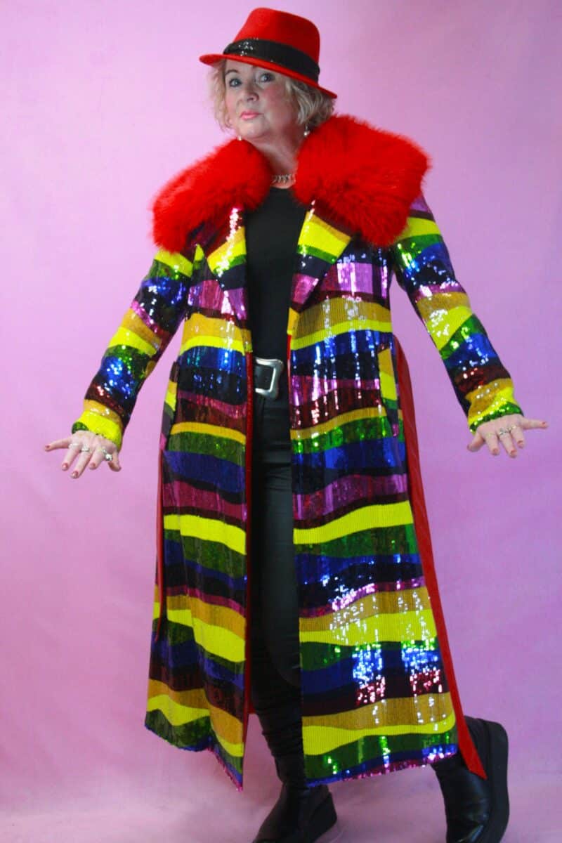 Jayley Bamboo Bright Striped Sequin Trench Coat S/ M