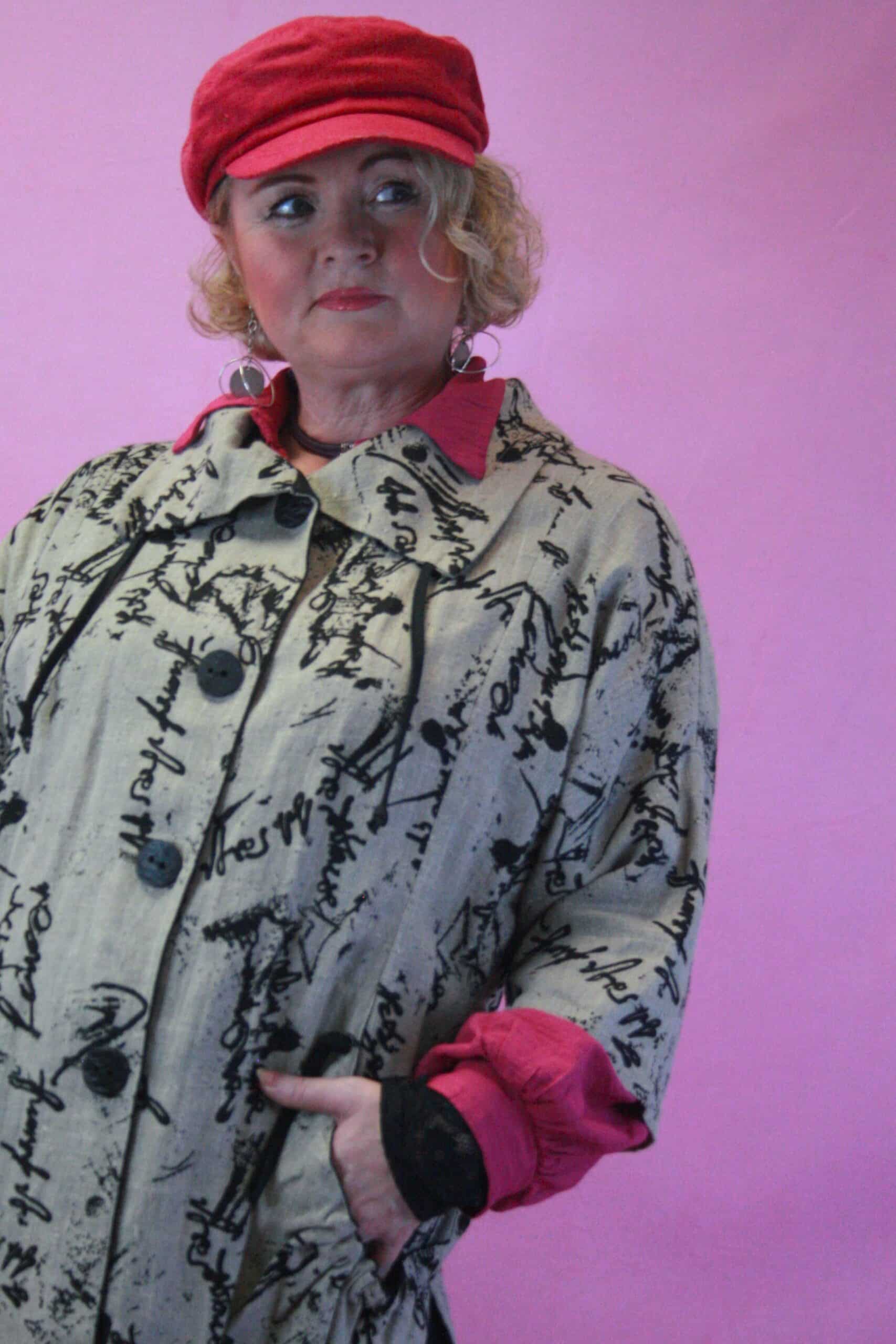 ORLA from TIVOLI, Graffitti Style Heavy Linen Jacket L