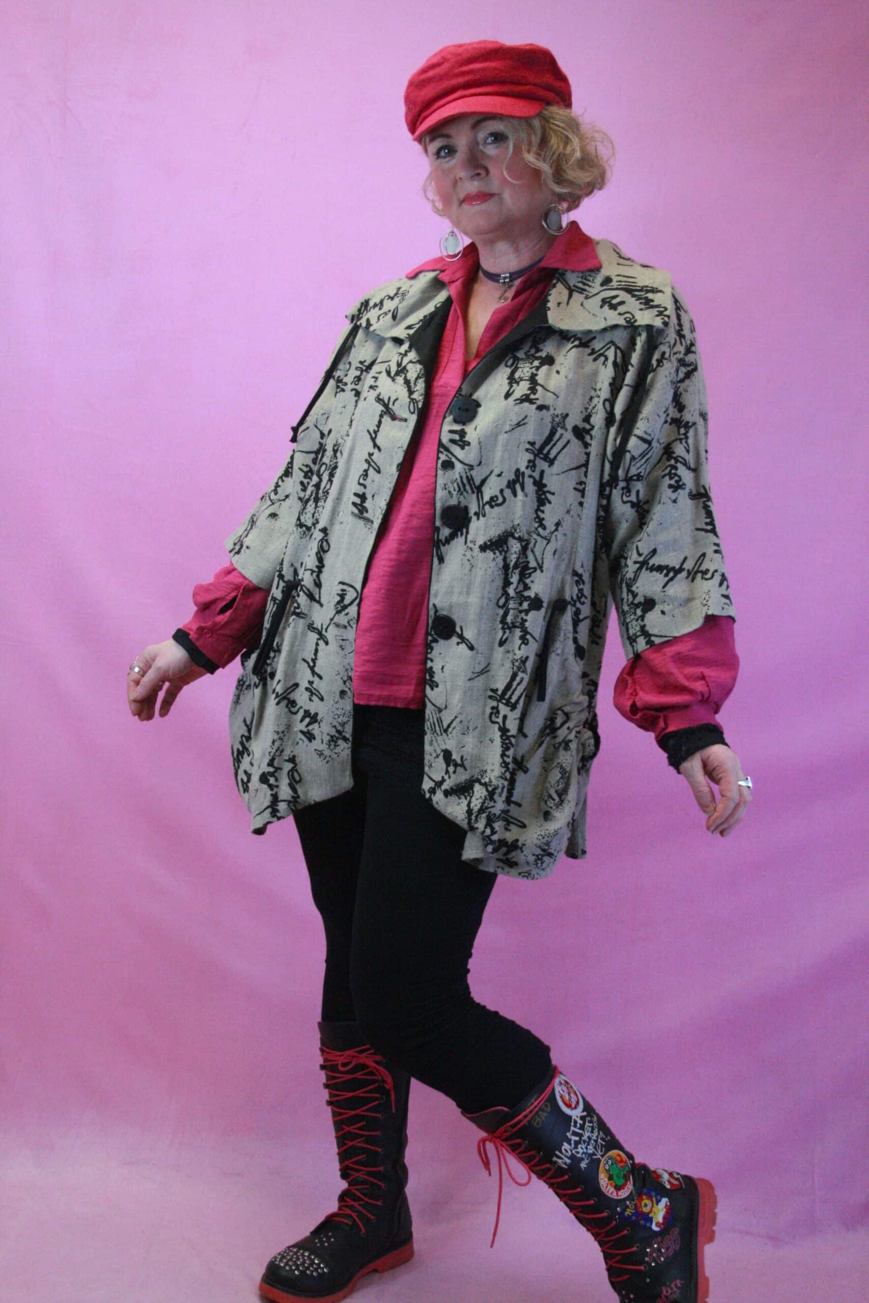 ORLA from TIVOLI, Graffitti Style Heavy Linen Jacket L - Image 3