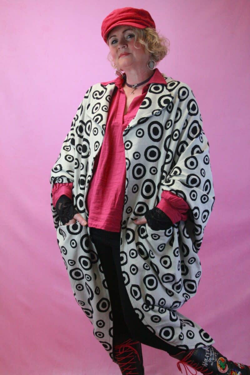 Woman wearing a quirky outerwear